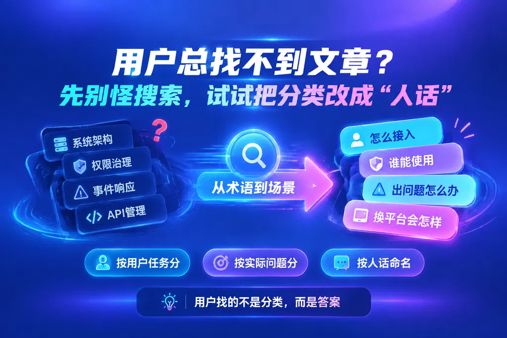 用户总找不到文章?先别怪搜索,试试把分类改成“人话”